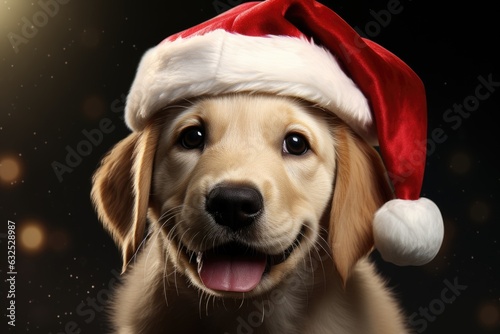 puppy in santa hat 