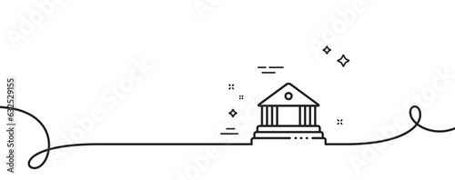 Court building line icon. Continuous one line with curl. City architecture sign. Courthouse, government symbol. Court building single outline ribbon. Loop curve pattern. Vector