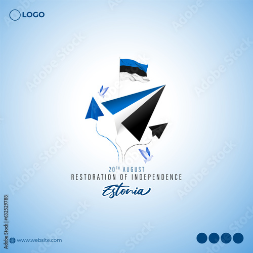 Vector illustration of Estonia Restoration of Independence Day social media story feed template