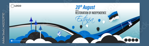 Vector illustration of Estonia Restoration of Independence Day social media story feed template