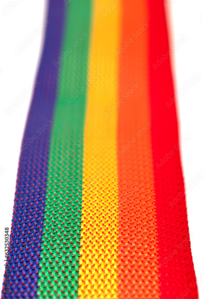 Rainbow ribbon. The rainbow belt or ribbon is an LGBT+ symbol isolated on a white background. 
