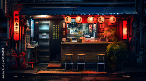 restaurant de ramen japonais traditionnel, cuisine de rue photo