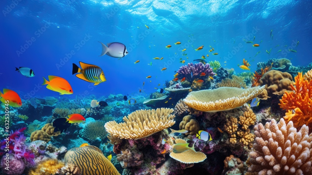 Ocean coral reef underwater. Sea world under water background. Beautiful view of sea life. Ecosystem. AI photography.. Ocean coral reef underwater. Sea world under water background. Beautiful view of sea life. Ecosystem. AI photography..
