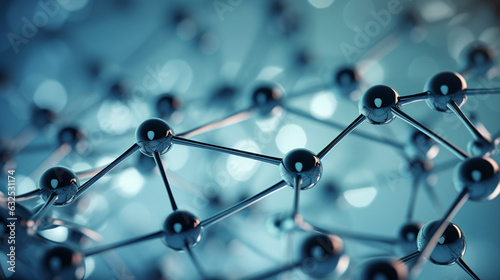 A serene image of molecules intertwined in a grid-like formation, capturing the orderly connections within matter Generative AI
