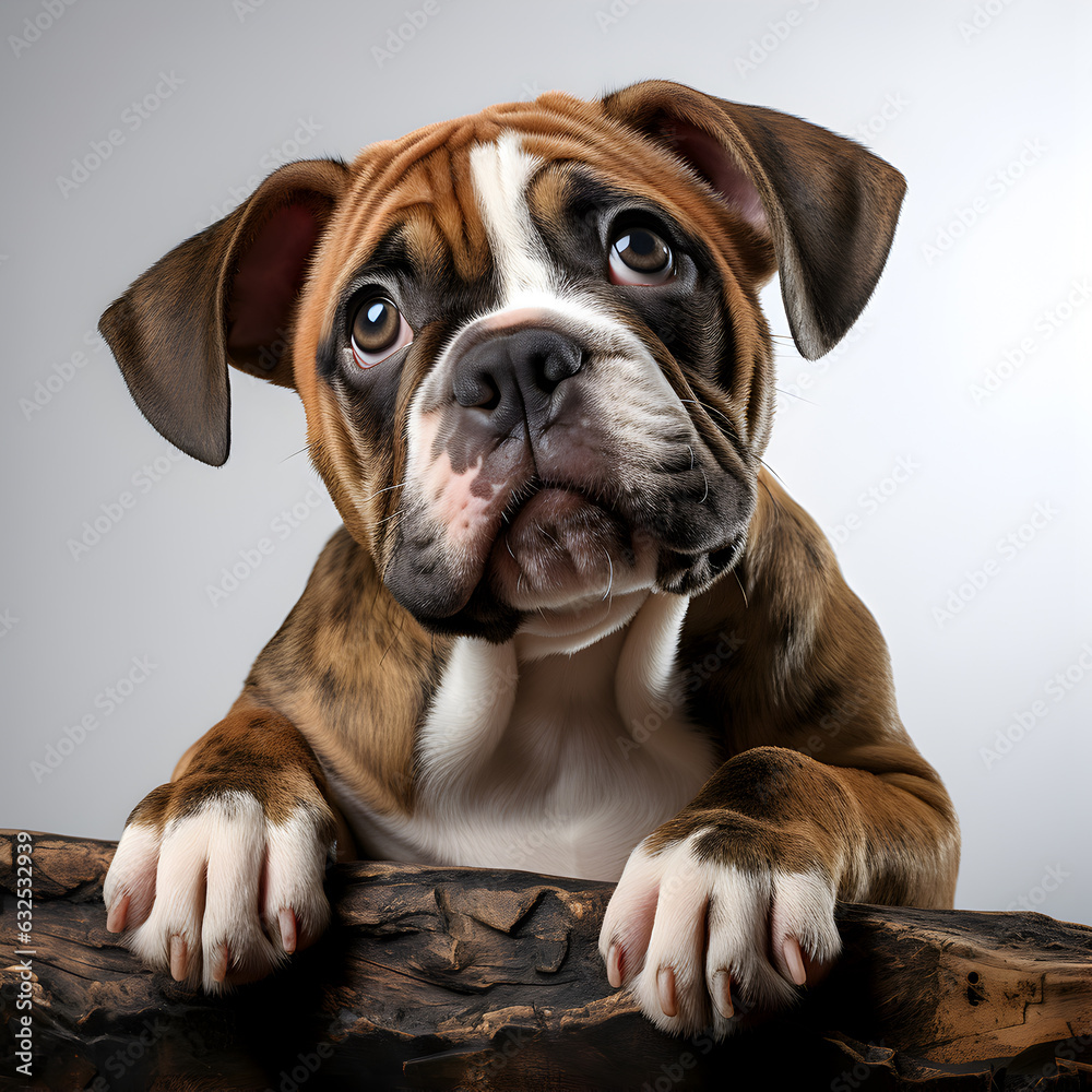 Charming Bulldog on White Background Capturing the Adorable Essence of a Purebred Canine Companion in a Studio Shot, Ai Generative
