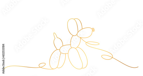Golden balloon dog line art style. element vector eps 10