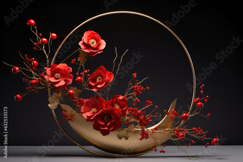background with red flowers 