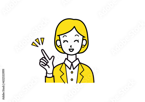 笑顔でポイントを説明する女性