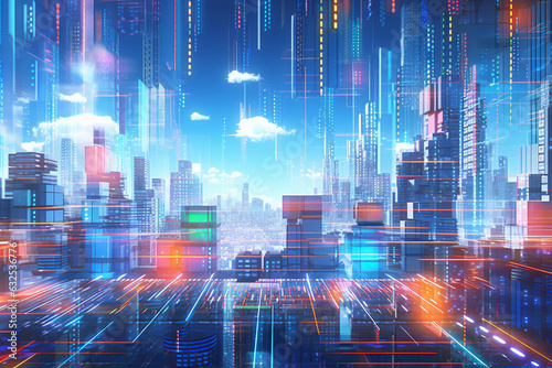 A futuristic cityscape, a digital Illustration of a futuristic city, Generative AI
