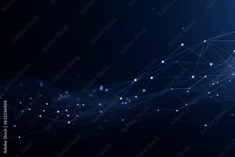 Dark blue geometric plexus abstract background with lines and dots, technology, tech, Generative AI Dark blue geometric plexus abstract background with lines and dots, technology, tech, Generative AI