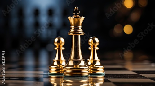Luxury gold chess piece of king and pawn
