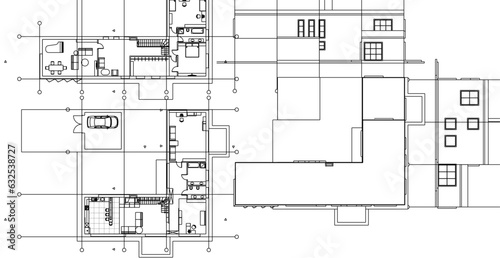 modern residential architecture plan 3d illustration