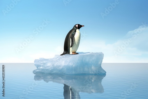 single penguin on a piece of ice  Generative AI