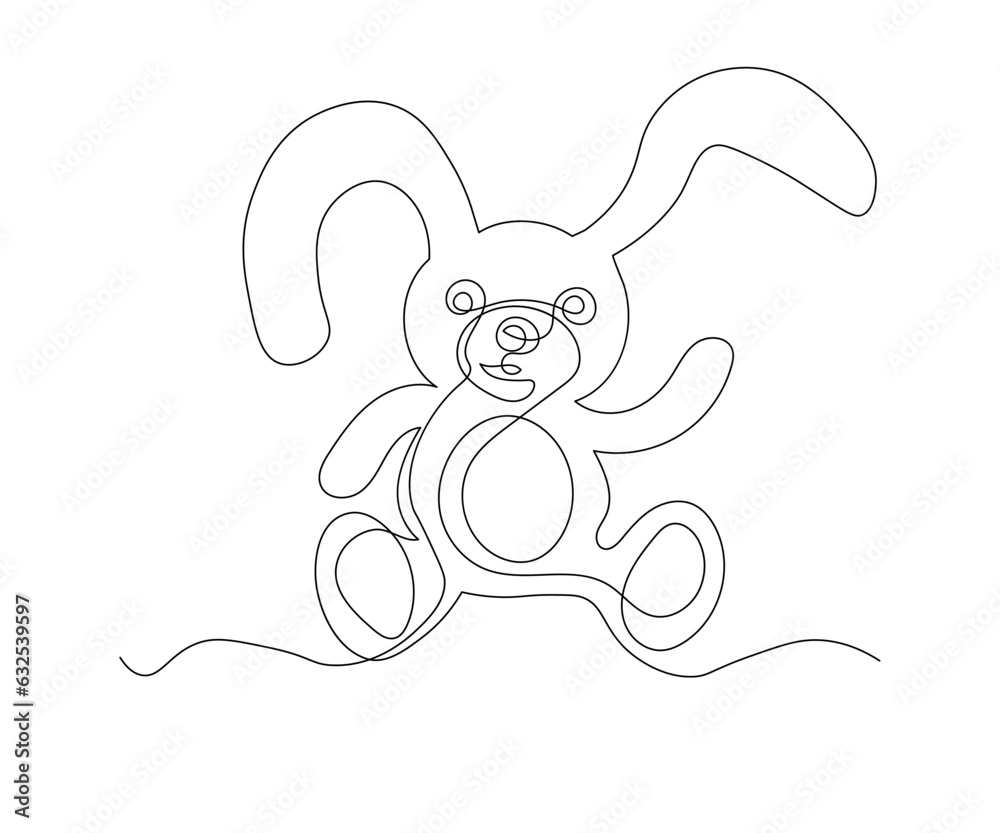 Obraz premium abstract baby bunny, plush toy Continuous One Line Drawing