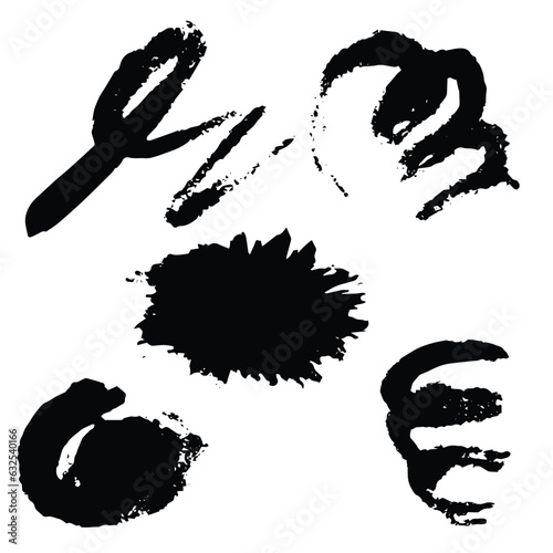 Abstract black brush stroke ,gruge brushstroke freehand ink decor.Black and white engraved ink art. Isolated ink brush stripe illustration element