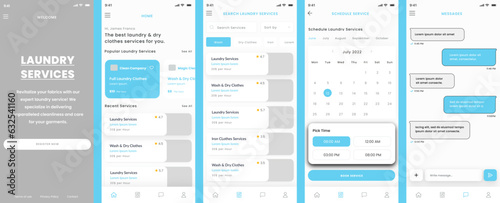 Laundry, Wash, Iron and Dry Clothes Services, Schedule Solution and Cleaning Service App UI Kit Template