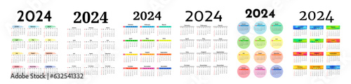 Calendar for 2024 isolated on a white background
