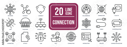 Connection thin line icons. Editable stroke. For website marketing design, logo, app, template, ui, etc. Vector illustration.