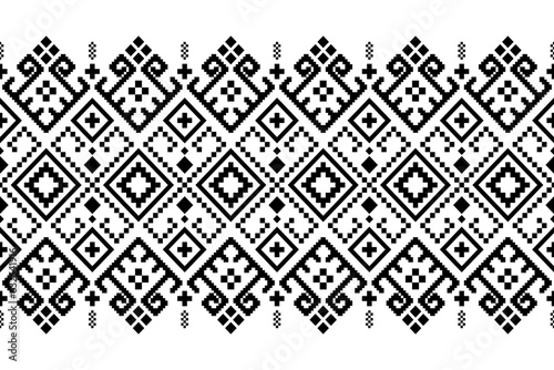 Nature vintages cross stitch traditional ethnic pattern paisley flower Ikat background abstract Aztec African Indonesian Indian seamless pattern for fabric print cloth dress carpet curtains and sarong