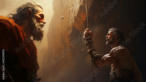 A visual representation of David, slingshot in hand, facing Goliath Generative AI
