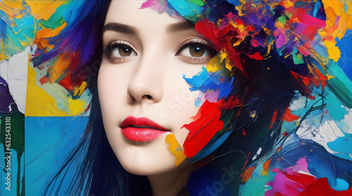 portrait of a woman with colorful makeup © W R D Fernando