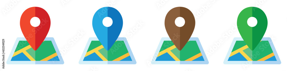 Map and location symbols set. Mapping icon collection. Geolocation map ...