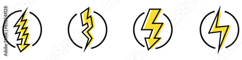 Flash lightning bolt icon. Electric power symbol. Power energy sign, vector illustration. Vector Graphic. EPS 10