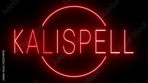 Red flickering and blinking animated neon sign for the city of Kalispell photo