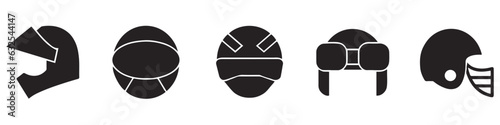 Helmets Vector Line Icons Set. Construction helmet, motorcycle helmet, hard hat.EPS 10