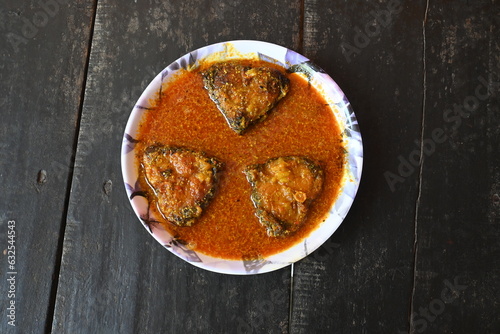 Delicious Indian fish curry. Traditional Asian fish curry dish. Indian cuisine Bengali Fish Curry. Asian food and meal. It is liked all over India. Indian food. 