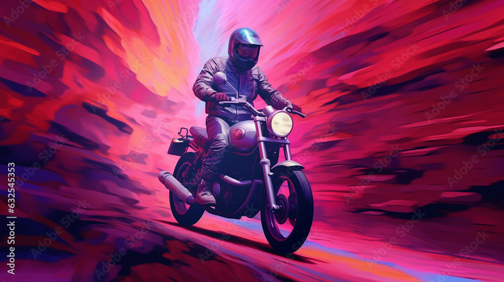 motorcycle in the desert on a red background