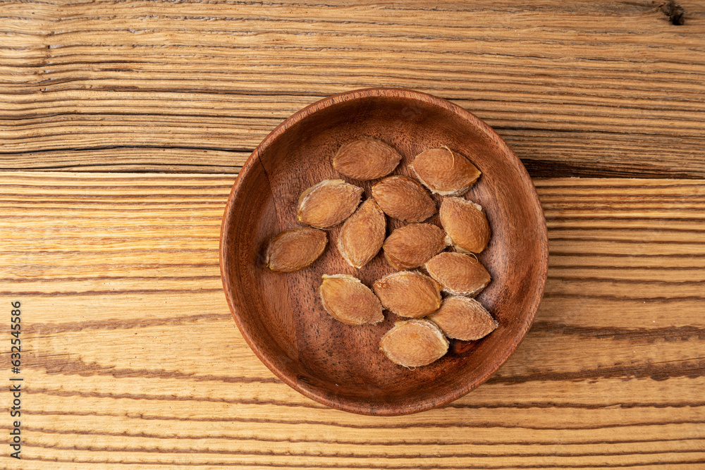 Fototapeta premium Plum Pits, Fruit Kernels Group, Plum Seeds Collection, Apricot Kernels, Plant Bones