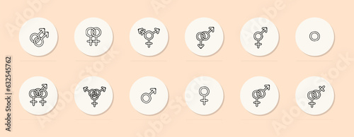 Gender identity icon. Asexual, transgender, queer, non-binary, agent. Pastel color background. Vector line icon