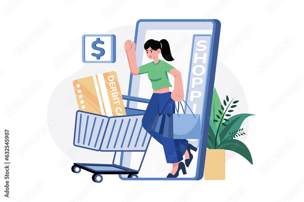 Mobile Shopping Payment Illustration Concept