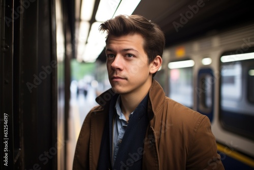 portrait of a handsome young man on his morning commute to work