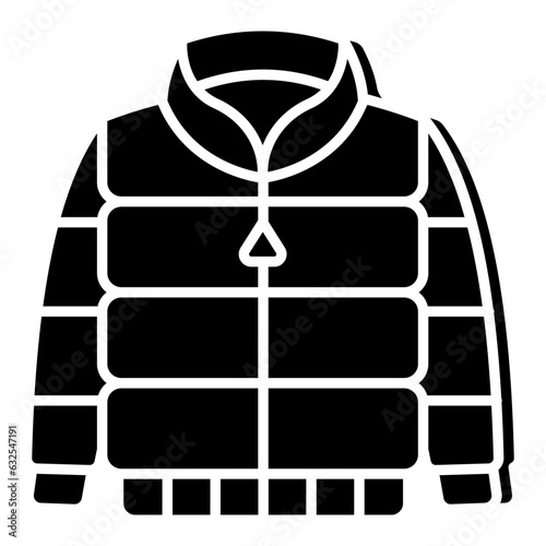Icon of puffer jacket in flat design 