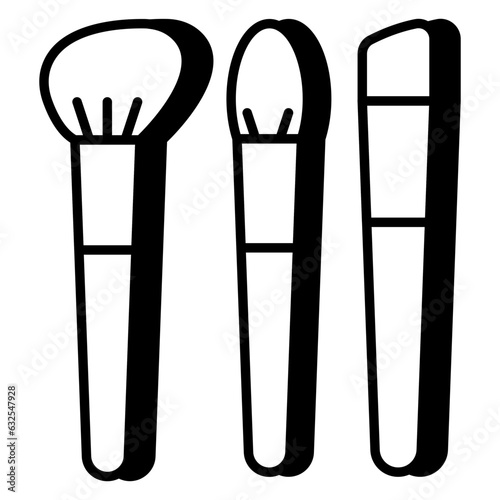 Makeup brushes icon isolated on white background 