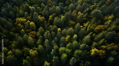 Forest in Bird eye's view, wonderful landscape, v50, created with generative AI technology