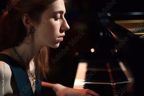 closeup shot of a woman playing the piano in front of an audience