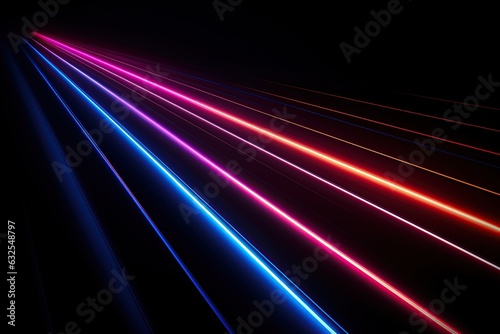 Illustration of neon colorful lights on black background