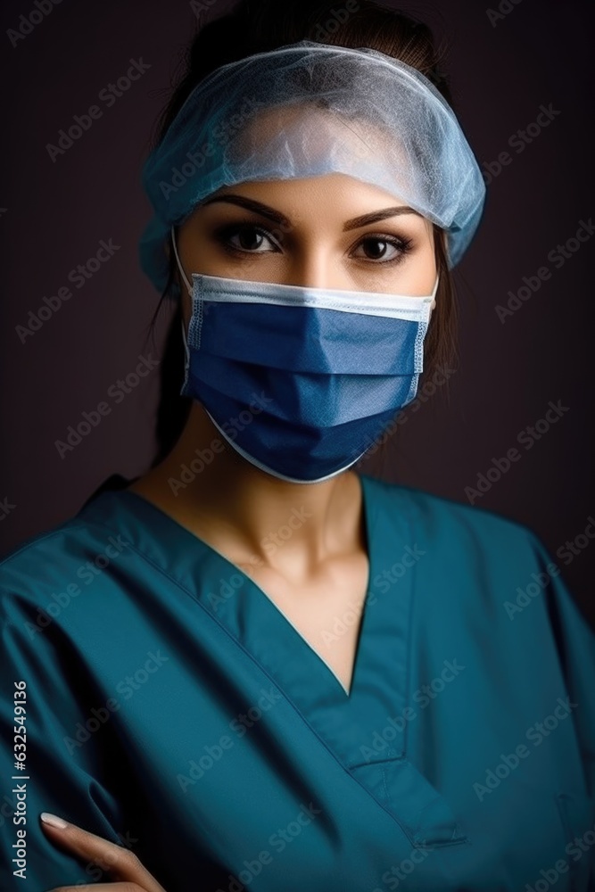 shot of a young female doctor wearing a surgical mask while holding her stethoscope shot of a young female doctor wearing a surgical mask while holding her stethoscope
