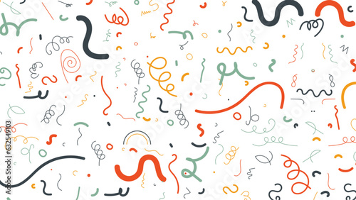 funny doodle pattern with colorful element. fun colorfull seamless pattern. Hipster memphis style geometric pattern.