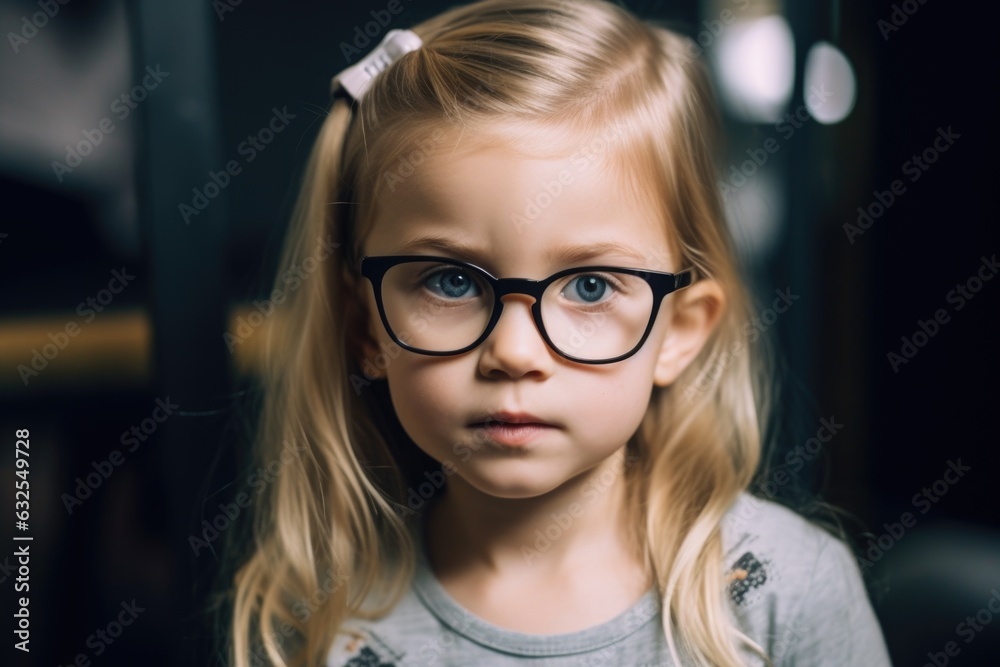 a young girl wearing glasses and looking away from the camera a young girl wearing glasses and looking away from the camera