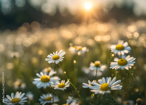 Summertime, Chamomile flowers on the summer meadow, natural backgrounds, Ai generated © Dmytro Tolokonov