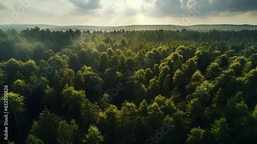 Forest in Bird eye's view, wonderful landscape, v15, created with generative AI technology