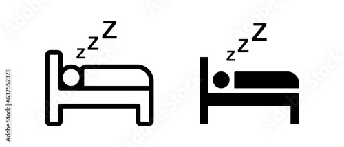 Sleep on the bed vector icon set. Sleeping, rest symbol