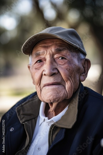 portrait of a senior man sitting on a wheelchair at the park