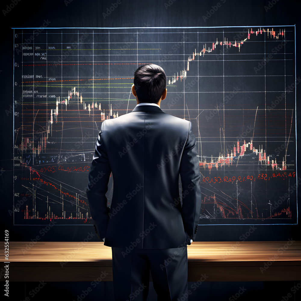 Business-Mann analysiert Charts Business-Mann analysiert Charts