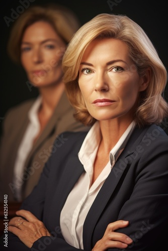 portrait of a mature business woman sitting behind her younger colleague