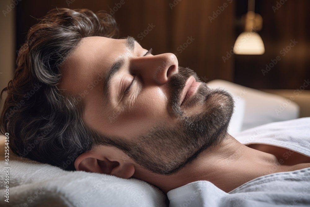 shot of a man lying on his back and relaxing at the spa shot of a man lying on his back and relaxing at the spa